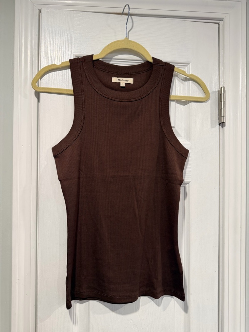 NWOT Madewell Size XS Dark Brown Ribbed Supima Cotton Racerback Tank Top Stretch